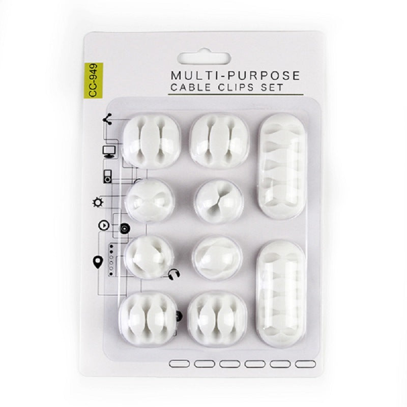 Silicone self adhesive desk cable organizer holding charging cables